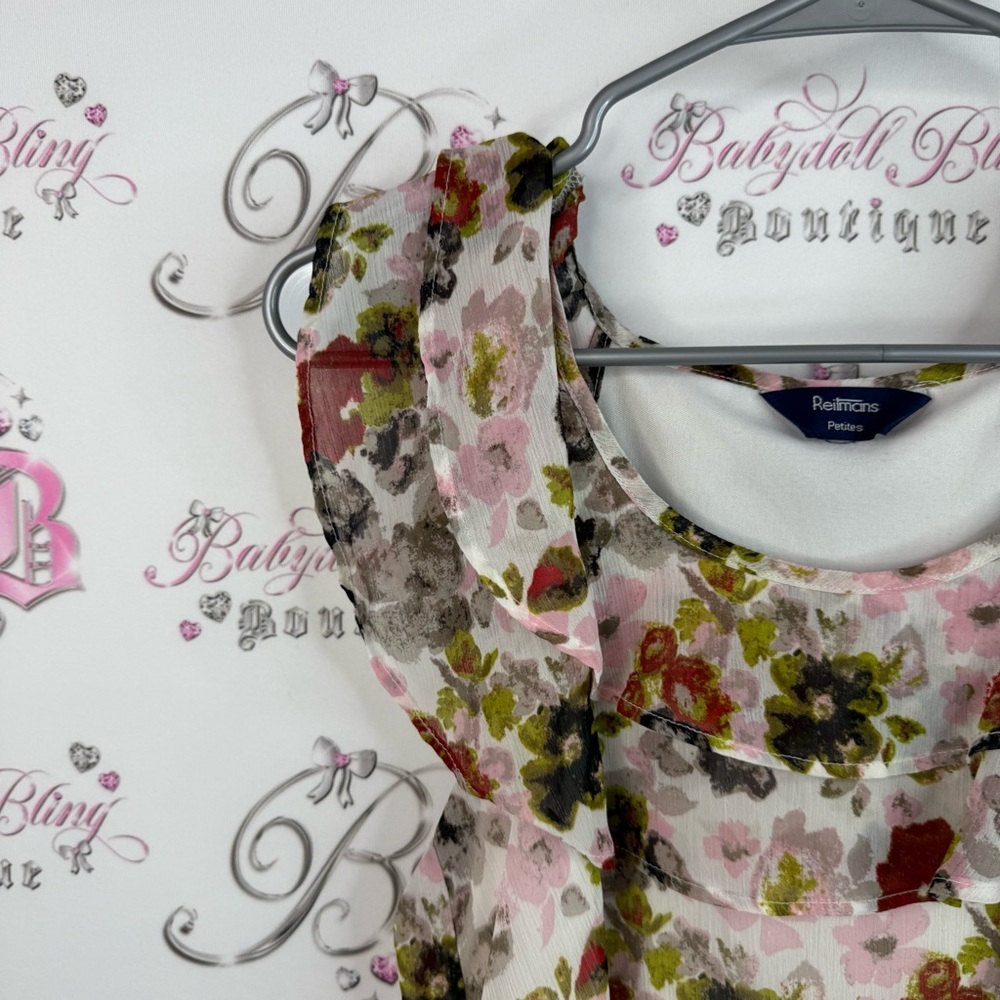 Reitmans tank top ruffle frilly Multicolor Floral Blouse with Ruffle Detail - Picture 5 of 12